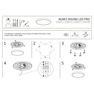 Plafon okrągły do łazienki Agnes 38,5cm LED PRO biały 22W 3000K IP44 Nowodvorski