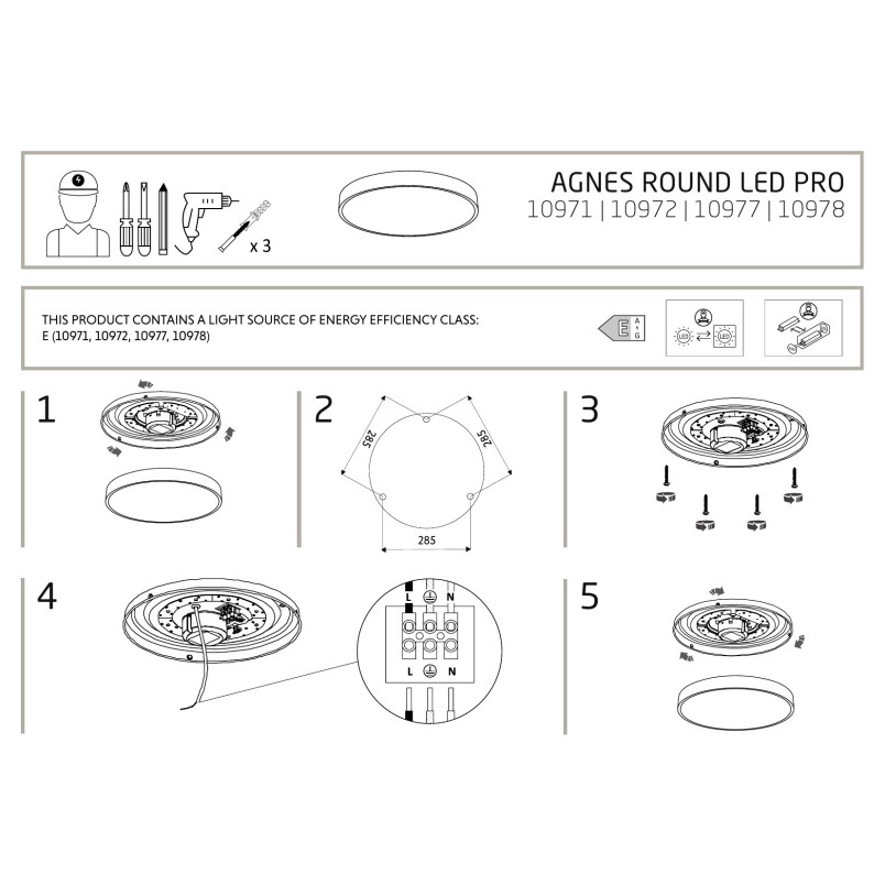 Plafon okrągły do łazienki Agnes 38,5cm LED PRO biały 22W 3000K IP44 Nowodvorski