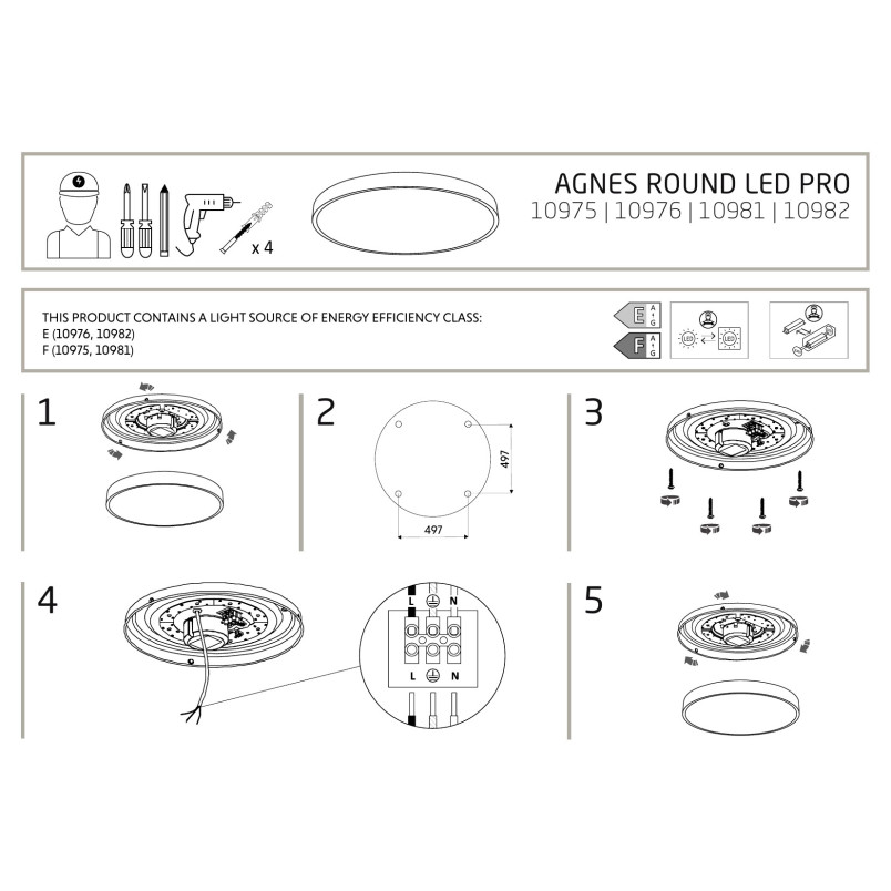 Plafon okrągły do łazienki Agnes 64,2cm LED PRO biały 64W 3000K IP44 Nowodvorski