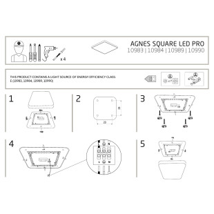 Plafon kwadratowy do łazienki Agnes 33,5cm LED PRO czarny 16W 3000K IP44 Nowodvorski