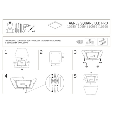 Plafon kwadratowy do łazienki Agnes 33,5cm LED PRO czarny 16W 3000K IP44 Nowodvorski