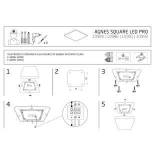 Plafon kwadratowy do łazienki Agnes 43,5cm LED PRO czarny 32W 3000K IP44 Nowodvorski