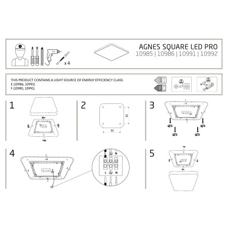 Plafon kwadratowy do łazienki Agnes 43,5cm LED PRO czarny 32W 3000K IP44 Nowodvorski