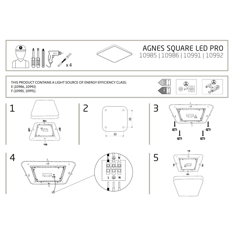 Plafon kwadratowy do łazienki Agnes 43,5cm LED PRO czarny 32W 4000K IP44 Nowodvorski