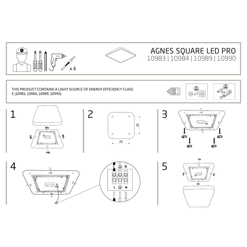 Plafon kwadratowy do łazienki Agnes 33,5cm LED PRO biały 16W 3000K IP44 Nowodvorski