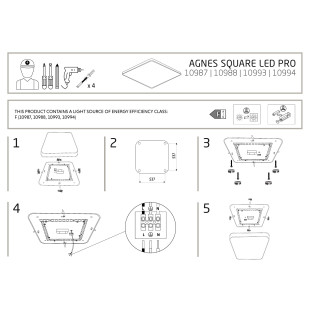 Plafon kwadratowy do łazienki Agnes 63,5cm LED PRO biały 64W 3000K IP44 Nowodvorski
