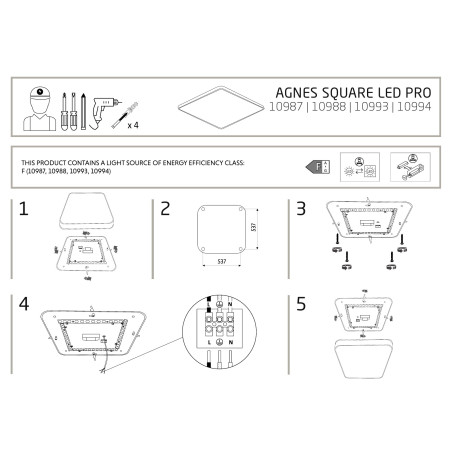 Plafon kwadratowy do łazienki Agnes 63,5cm LED PRO biały 64W 3000K IP44 Nowodvorski