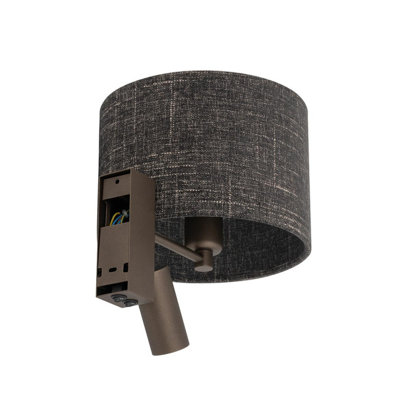 Kinkiet z abażurem i lampką do czytania Amarela czarny melanż / czekoladowy Nowodvorski