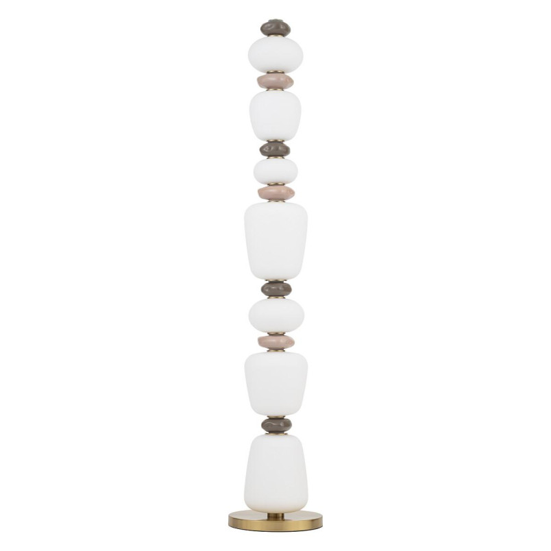 Lampa podłogowa szklana z ceramiką Ceramic LED 3000K opal / brąz / róż / mosiądz Nowodvorski