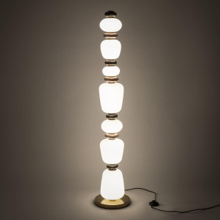 Lampa podłogowa szklana z ceramiką Ceramic LED 3000K opal / brąz / róż / mosiądz Nowodvorski