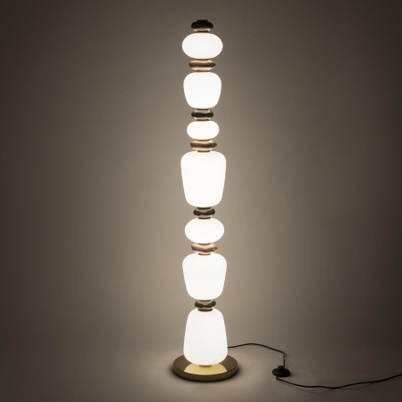 Lampa podłogowa szklana z ceramiką Ceramic LED 3000K opal / brąz / róż / mosiądz Nowodvorski