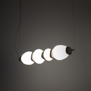 Lampa wisząca szklana z ceramiką Ceramic Horizontal 71cm LED 3000K opal / brąz / róż / mosiądz Nowodvorski