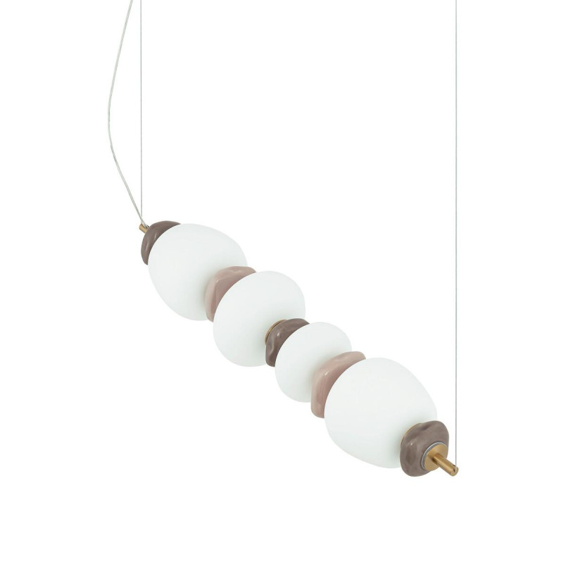 Lampa wisząca szklana z ceramiką Ceramic Horizontal 71cm LED 3000K opal / brąz / róż / mosiądz Nowodvorski