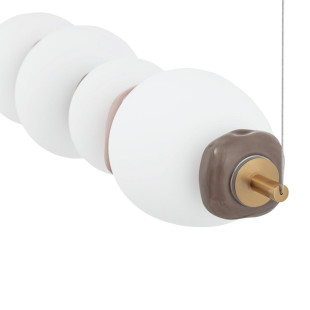 Lampa wisząca szklana z ceramiką Ceramic Horizontal 71cm LED 3000K opal / brąz / róż / mosiądz Nowodvorski