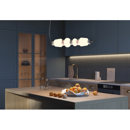 Lampa wisząca szklana z ceramiką Ceramic Horizontal 71cm LED 3000K opal / brąz / róż / mosiądz Nowodvorski