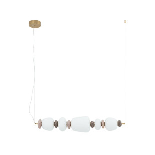 Lampa wisząca szklana z ceramiką Ceramic Horizontal 96cm LED 3000K opal / brąz / róż / mosiądz Nowodvorski