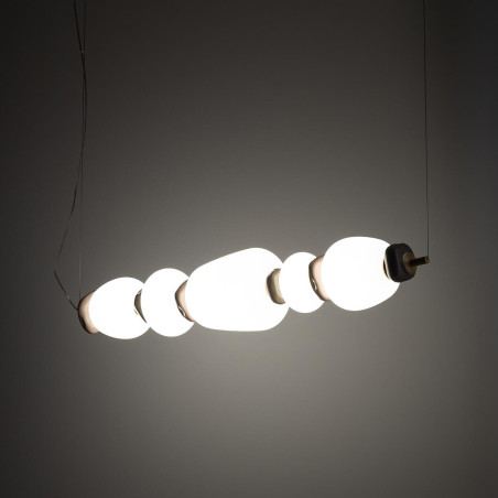 Lampa wisząca szklana z ceramiką Ceramic Horizontal 96cm LED 3000K opal / brąz / róż / mosiądz Nowodvorski