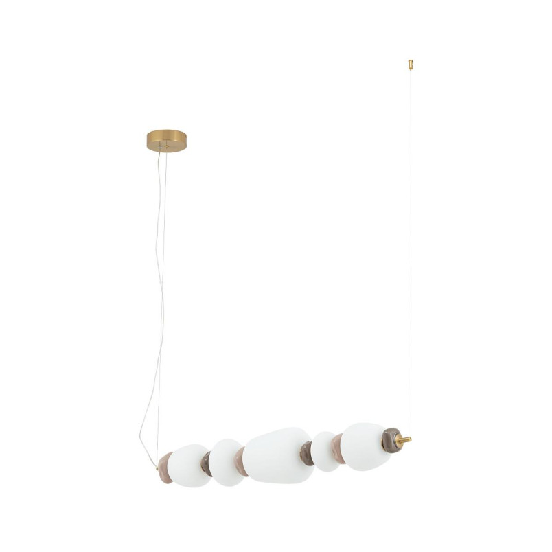 Lampa wisząca szklana z ceramiką Ceramic Horizontal 96cm LED 3000K opal / brąz / róż / mosiądz Nowodvorski