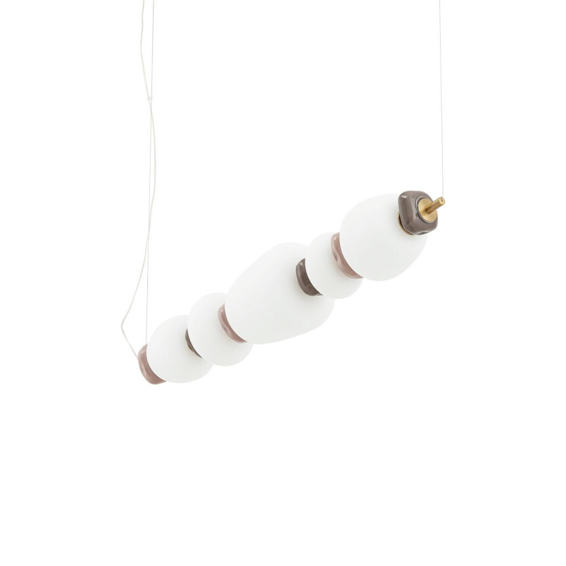 Lampa wisząca szklana z ceramiką Ceramic Horizontal 96cm LED 3000K opal / brąz / róż / mosiądz Nowodvorski
