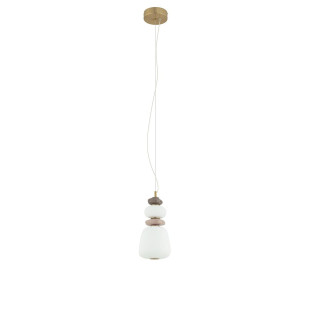 Lampa wisząca szklana z ceramiką Ceramic Vertical 17cm LED 3000K opal / brąz / róż / mosiądz Nowodvorski