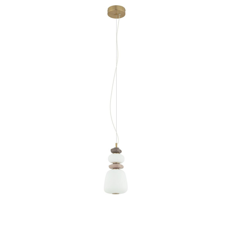 Lampa wisząca szklana z ceramiką Ceramic Vertical 17cm LED 3000K opal / brąz / róż / mosiądz Nowodvorski