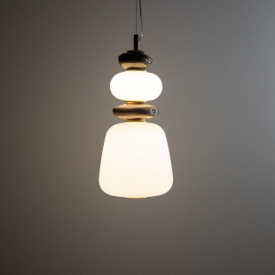 Lampa wisząca szklana z ceramiką Ceramic Vertical 17cm LED 3000K opal / brąz / róż / mosiądz Nowodvorski