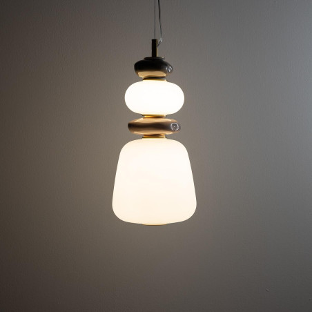 Lampa wisząca szklana z ceramiką Ceramic Vertical 17cm LED 3000K opal / brąz / róż / mosiądz Nowodvorski