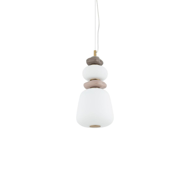 Lampa wisząca szklana z ceramiką Ceramic Vertical 17cm LED 3000K opal / brąz / róż / mosiądz Nowodvorski
