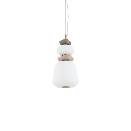 Lampa wisząca szklana z ceramiką Ceramic Vertical 17cm LED 3000K opal / brąz / róż / mosiądz Nowodvorski