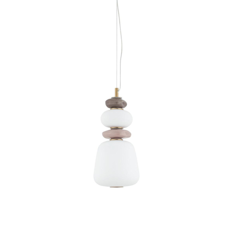 Lampa wisząca szklana z ceramiką Ceramic Vertical 17cm LED 3000K opal / brąz / róż / mosiądz Nowodvorski