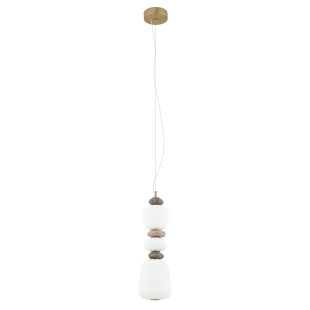 Lampa wisząca szklana z ceramiką Ceramic Vertical Long 17cm LED 3000K opal / brąz / róż / mosiądz Nowodvorski