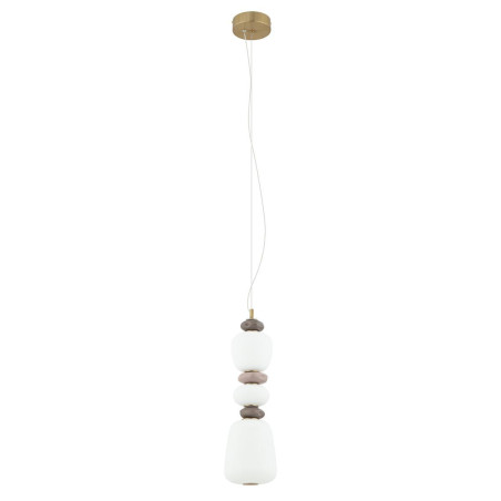 Lampa wisząca szklana z ceramiką Ceramic Vertical Long 17cm LED 3000K opal / brąz / róż / mosiądz Nowodvorski