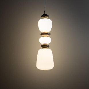 Lampa wisząca szklana z ceramiką Ceramic Vertical Long 17cm LED 3000K opal / brąz / róż / mosiądz Nowodvorski