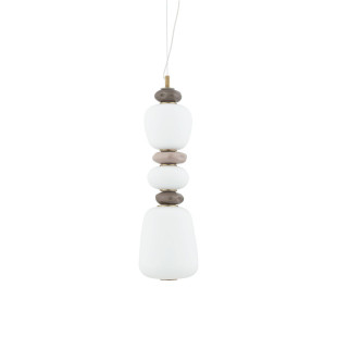Lampa wisząca szklana z ceramiką Ceramic Vertical Long 17cm LED 3000K opal / brąz / róż / mosiądz Nowodvorski