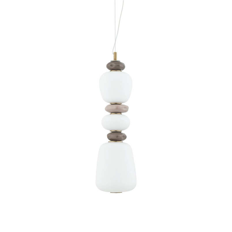 Lampa wisząca szklana z ceramiką Ceramic Vertical Long 17cm LED 3000K opal / brąz / róż / mosiądz Nowodvorski