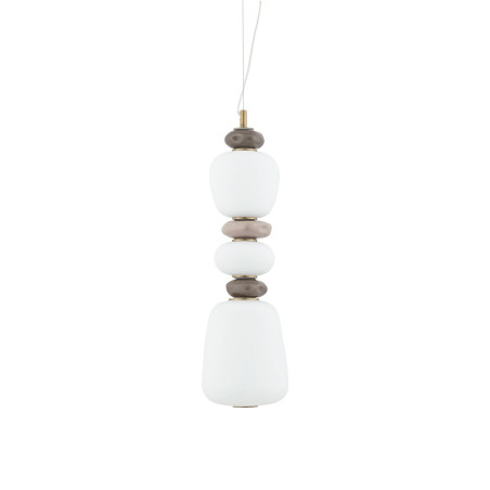 Lampa wisząca szklana z ceramiką Ceramic Vertical Long 17cm LED 3000K opal / brąz / róż / mosiądz Nowodvorski