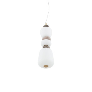 Lampa wisząca szklana z ceramiką Ceramic Vertical Long 17cm LED 3000K opal / brąz / róż / mosiądz Nowodvorski