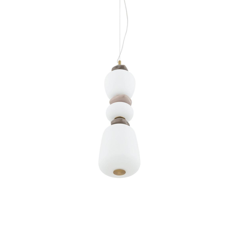 Lampa wisząca szklana z ceramiką Ceramic Vertical Long 17cm LED 3000K opal / brąz / róż / mosiądz Nowodvorski