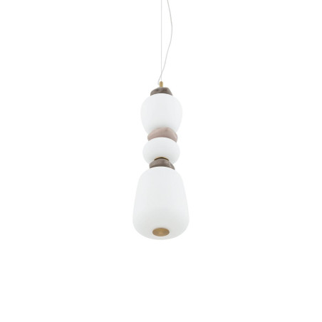 Lampa wisząca szklana z ceramiką Ceramic Vertical Long 17cm LED 3000K opal / brąz / róż / mosiądz Nowodvorski