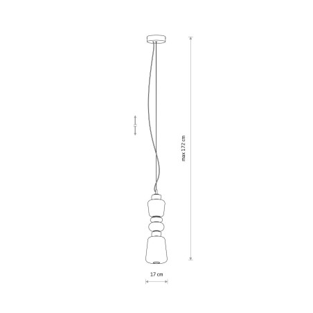 Lampa wisząca szklana z ceramiką Ceramic Vertical Long 17cm LED 3000K opal / brąz / róż / mosiądz Nowodvorski
