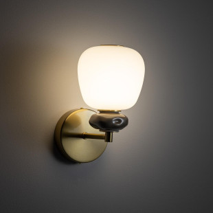 Kinkiet szklany z ceramiką Ceramic LED 3000K opal / brąz / mosiądz Nowodvorski