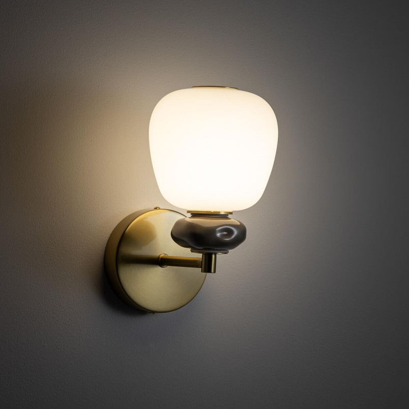 Kinkiet szklany z ceramiką Ceramic LED 3000K opal / brąz / mosiądz Nowodvorski