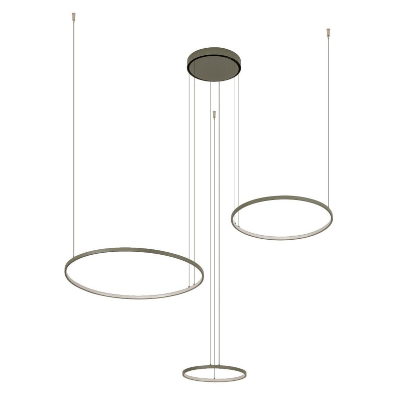 Lampa wisząca 3 okręgi nowoczesne Circolo 125cm LED 3000K 60/45/30cm oliwkowa Nowodvorski