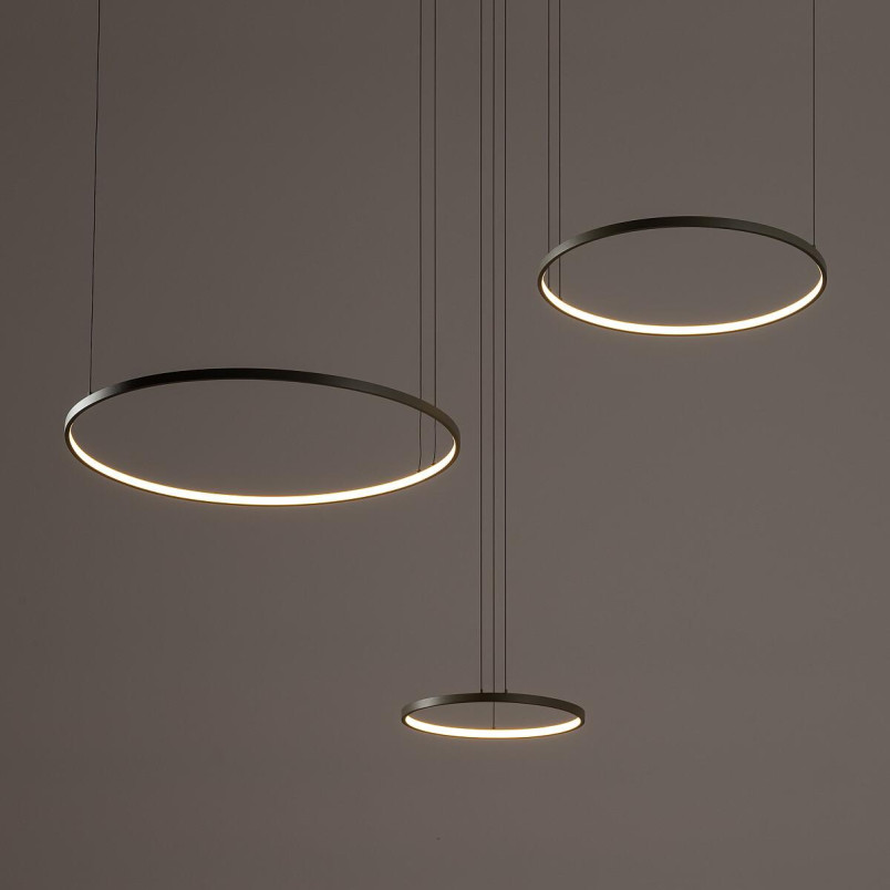 Lampa wisząca 3 okręgi nowoczesne Circolo 125cm LED 3000K 60/45/30cm oliwkowa Nowodvorski