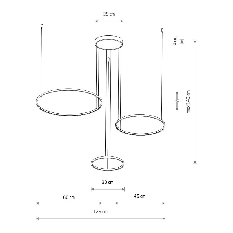 Lampa wisząca 3 okręgi nowoczesne Circolo 125cm LED 3000K 60/45/30cm biała Nowodvorski