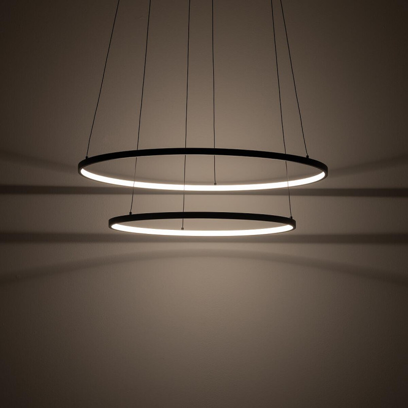 Lampa wisząca 2 okręgi nowoczesne Circolo Power 60cm LED 3000K 45/60 czarna Nowodvorski