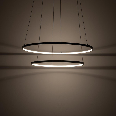 Lampa wisząca 2 okręgi nowoczesne Circolo Power 60cm LED 3000K 45/60 czarna Nowodvorski