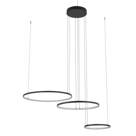 Lampa wisząca 3 okręgi nowoczesne Circolo Power 125cm LED 3000K 60/45/30cm czarna Nowodvorski