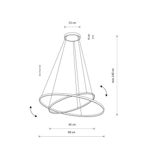 Lampa wisząca 2 okręgi nowoczesne Circolo Power 60cm LED 3000K 45/60 biała Nowodvorski
