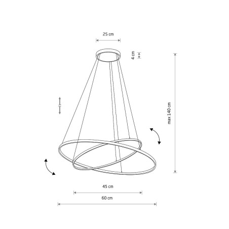 Lampa wisząca 2 okręgi nowoczesne Circolo Power 60cm LED 3000K 45/60 biała Nowodvorski